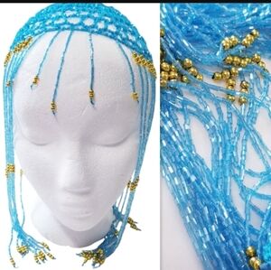 Egyptian Tribal Head Piece Crocheted Shimmering Beaded